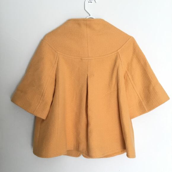 Ellen Tracy Mustard Yellow Angora & Wool Blend One Button Coat Pockets Sz 4 Flaw - Picture 2 of 10